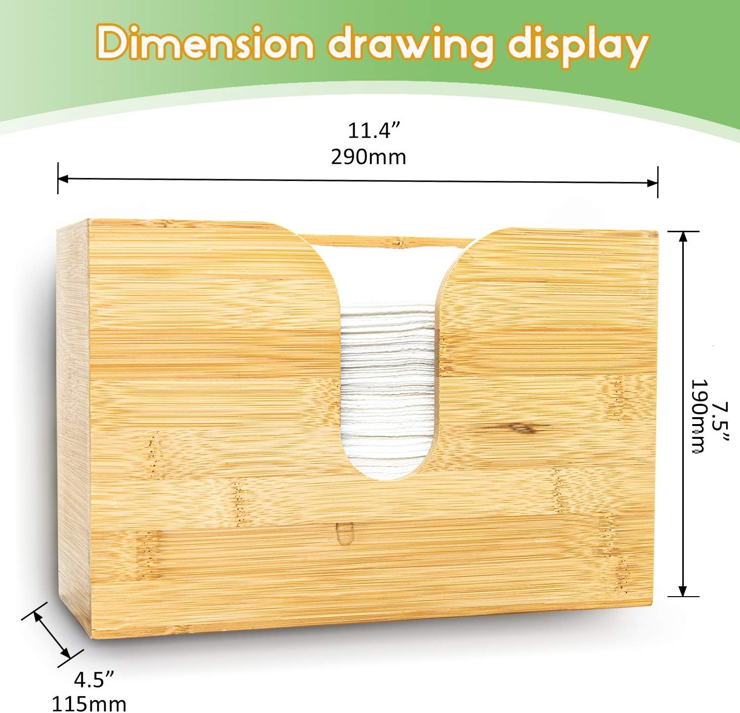 Bamboo Paper Towel Dispenser,Wall Mount | Bathroom Hand Towel Dispenser Countertop Multifold Paper Towel Holder, Zfold,C-Fold,Tri fold Hand Towel Holder for Kitchen Bathroom Home or Commercial