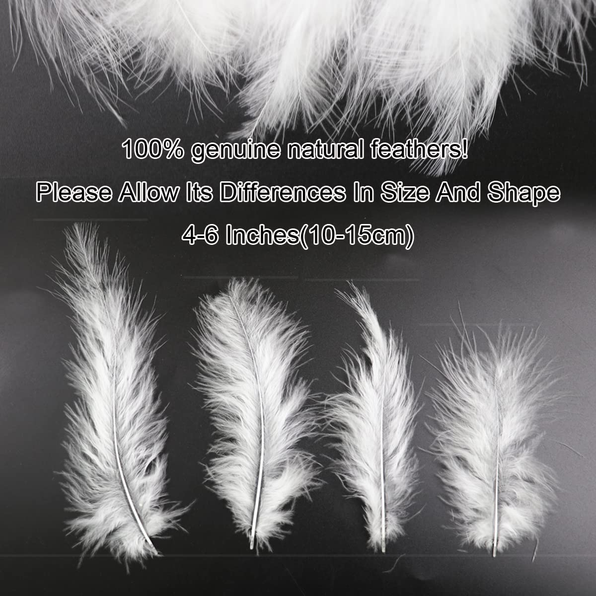 50pcs 4-6 Inches Fluffy White Turkey Marabou Feathers for Crafts Colored Feathers Accessories Pack