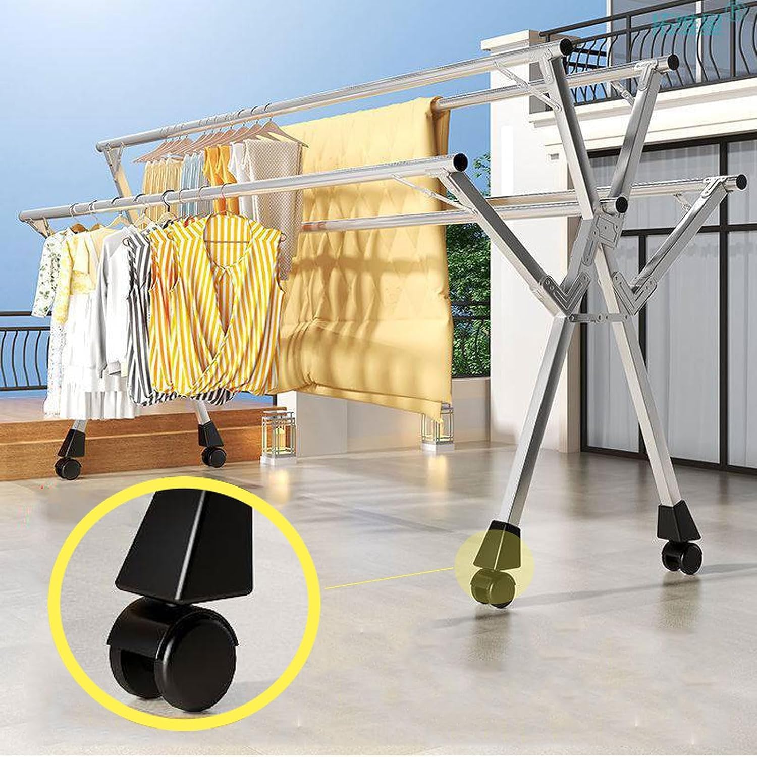 Clothes Drying Rack Clothes Airer Drying Rack Stainless Steel Clothes Drying Rack Laundry Racks Drying Clothes Foldable Garment Rack On Wheels for Indoor Outdoor Clothes