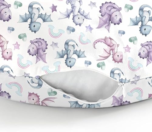 Miniatura 8 de Fundas de almohada de lactancia de dragón de cuento de hadas con estrellas de amor para niños y niñas, dragones morados, funda de almohada para