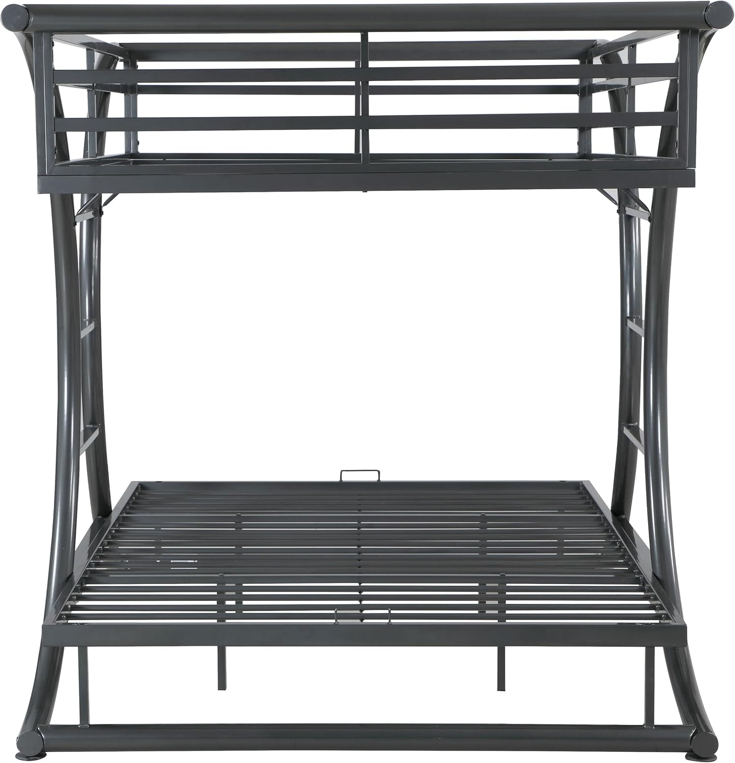 Coaster Home Furnishings Stephan Rustic Metal Full Over Full Size Bunk Bed Frame with Ladder and Guardrails Fully Slatted Mattress Ready Foundation Gunmetal 460078