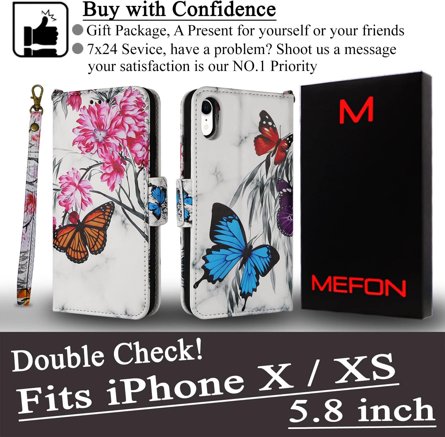 Bеѕt Dеаl 🛒 Mefon iPhone X Xs Detachable Leather Wallet Phone Case with Tempered Glass and Wrist Strap, Support Wireless Charging, Durable Slim, Luxury Magnetic Flip Folio Cases for Apple iPhone 10 (Bloom Marble) 🛒 Crаzу Dеаlѕ Mefon iPhone X Xs Detachable Leather Wallet Phone Case with Tempered Glass and Wrist Strap, Support Wireless Charging, Durable Slim, Luxury Magnetic Flip Folio Cases for Apple iPhone 10 (Bloom Marble)
