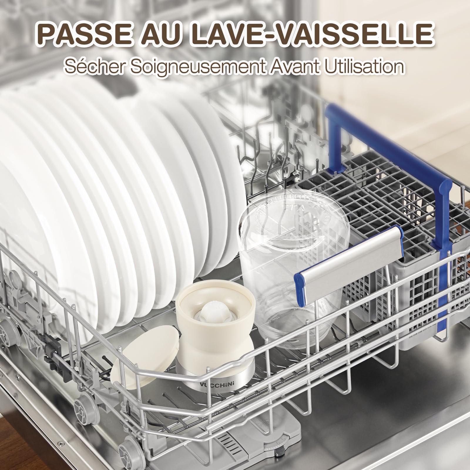 Vucchini Moulin à Sel et à Poivre 2 Ensembles avec Noyau en Céramique, Grosseur Ajustable, Beige