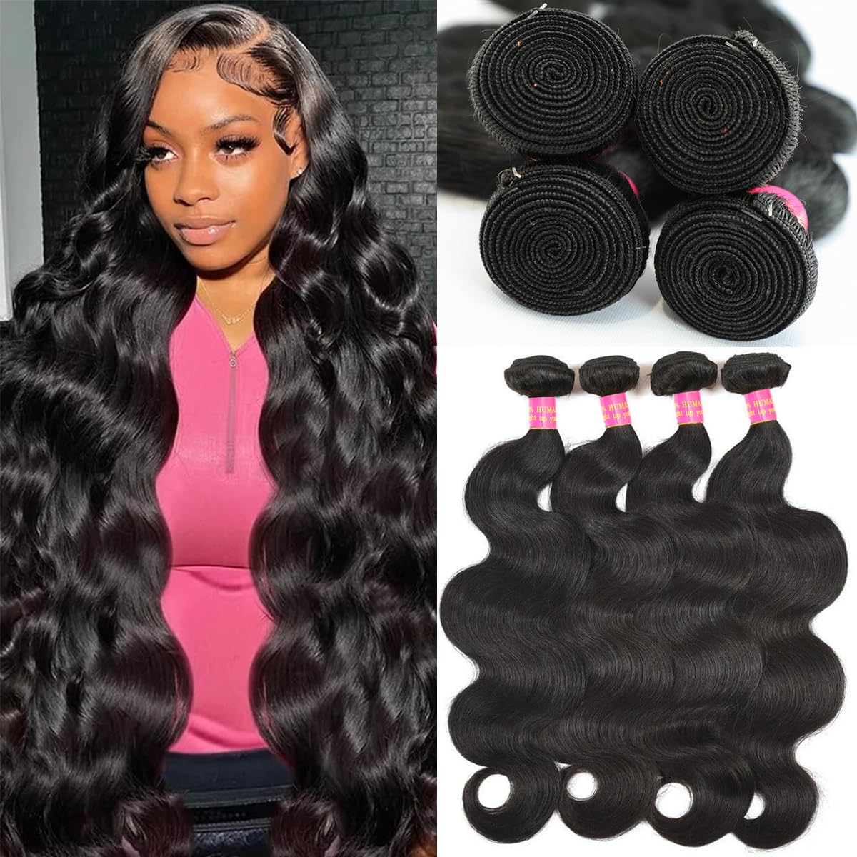 Amazon.com : Mrigwoth 12A Human Hair Bundles Body Wave Bundles Human ...