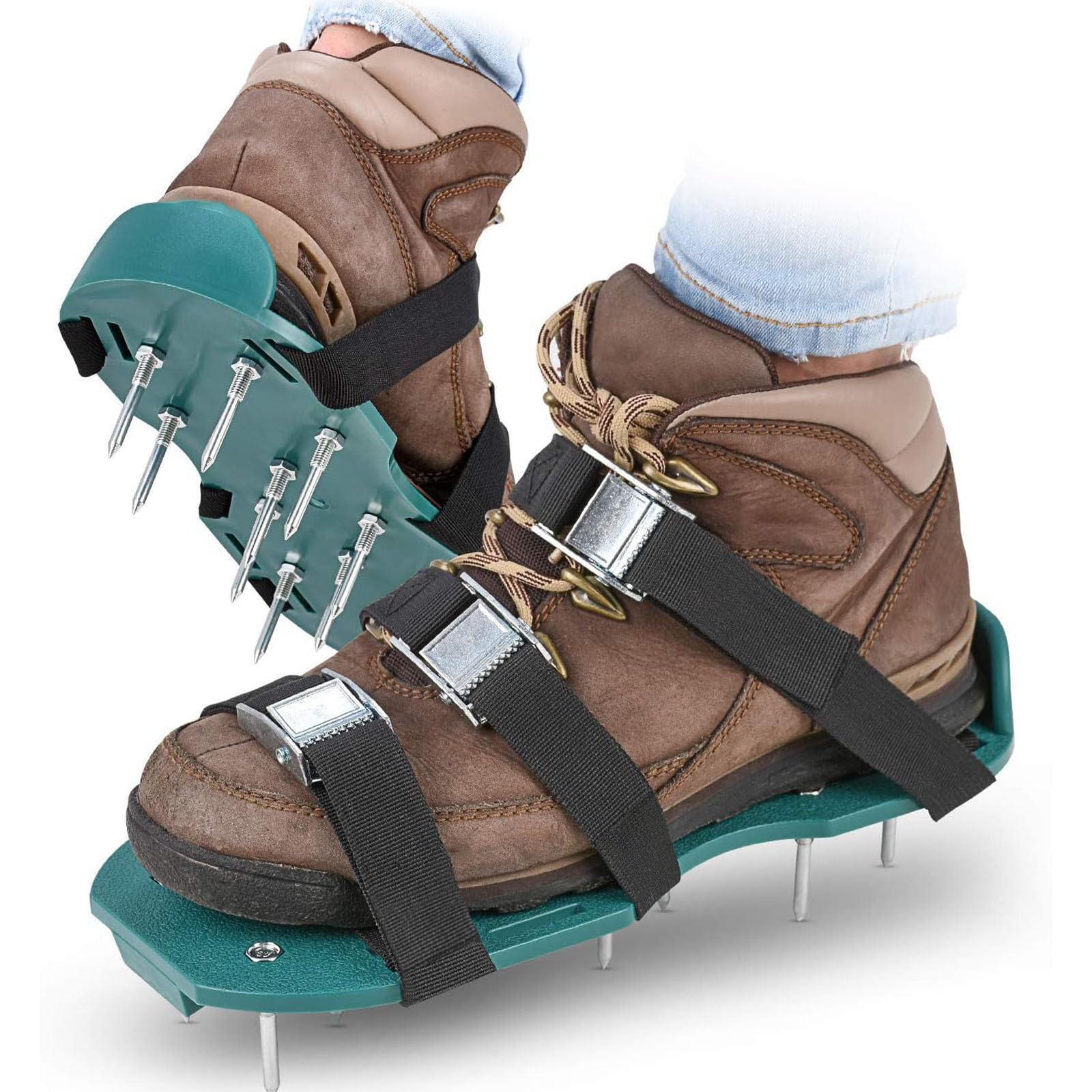 Chaussures d'aérateur de gazon flexibles avec tiges solides pour un ameublissement efficace du sol et du jardinage - Arbres d'aération permanents en polystyrène et métal