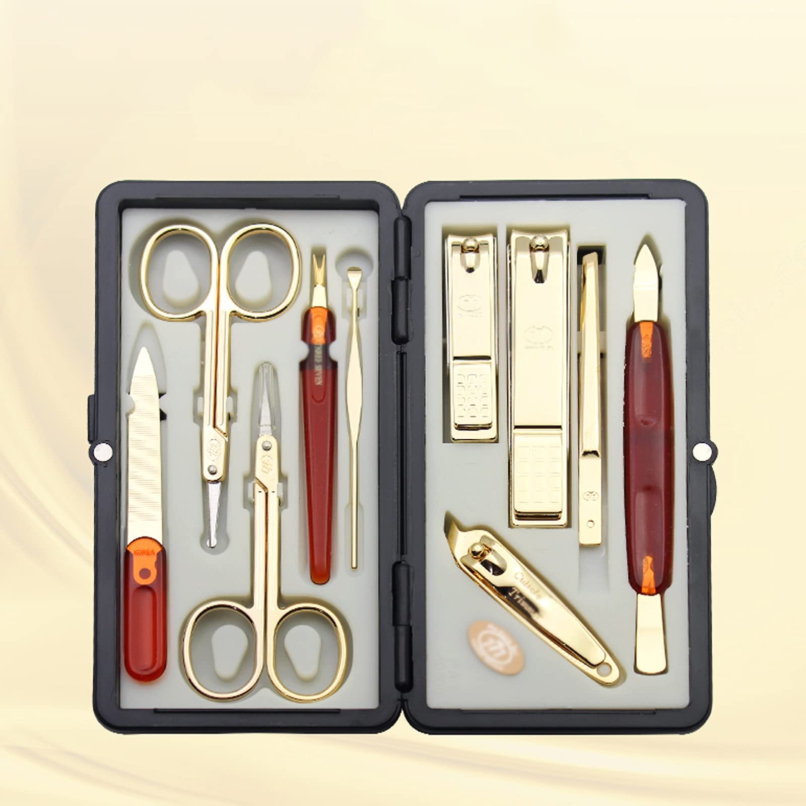 Nagelknipser Set Nagel-Clippers Set Edelstahl-Reise-Maniküre-Set 10 in 1 Pinzetten und Nagel-Clipper-Set mit tragbarem Reisekoffer-professioneller Pflegekit für Fußnägel und Fingernägel