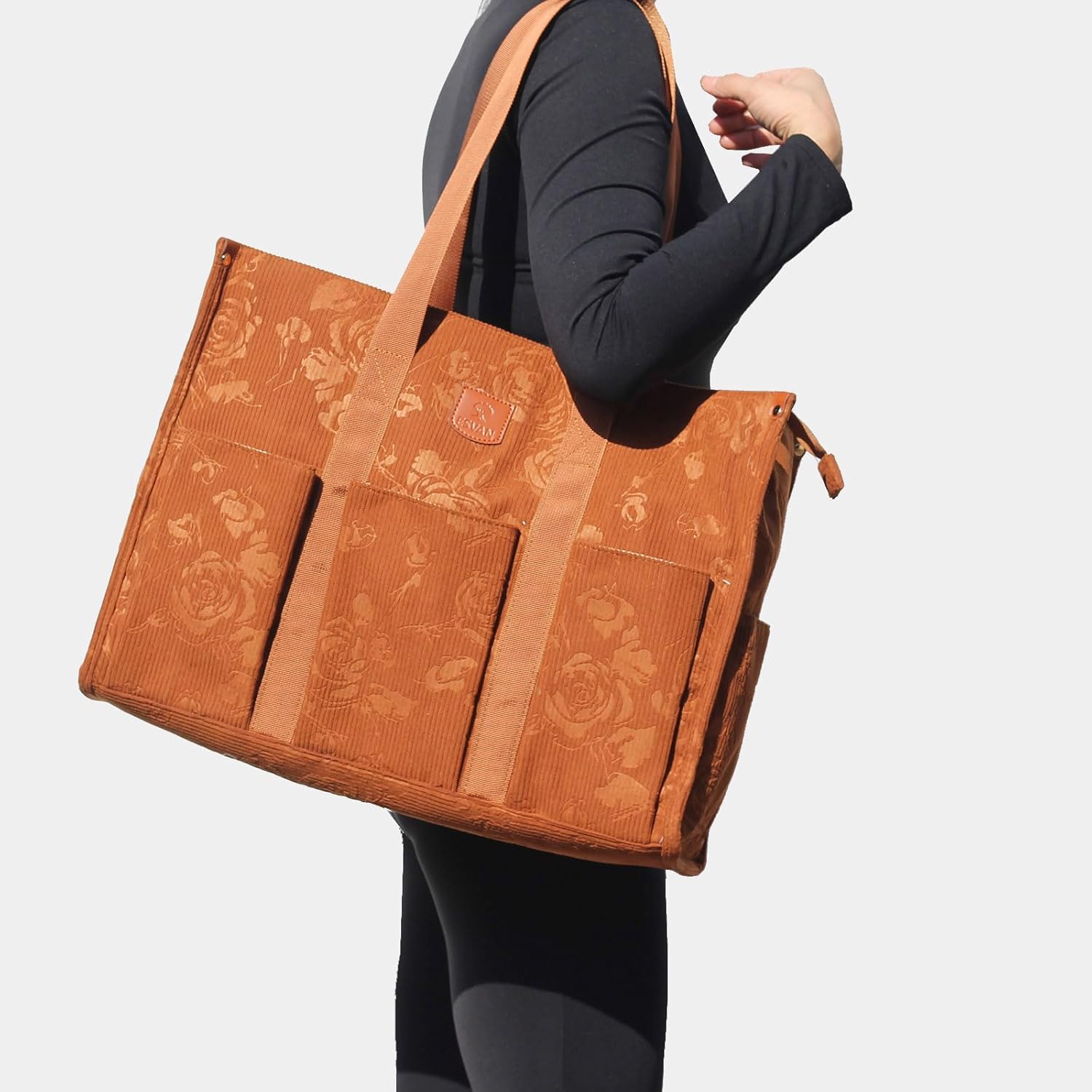 ESVAN Utility Tote Bag with Zip Top Waterproof Teacher Tote Bag for Teacher Work Women Beach - Image 2