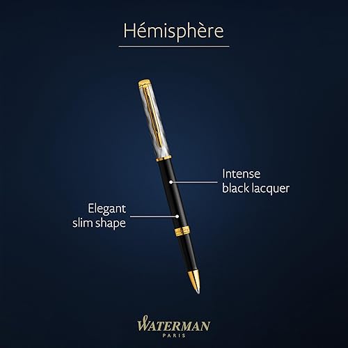 Miniatura 8 de Waterman Hémisphère - Bolígrafo de punta fina, laca negra y blanca con revestimiento de paladio, punta fina, tinta negra, caja de regalo