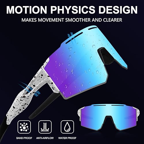 Vista 121 de OULAIQI Cycling Sunglasses Polarized Sunglasses for Cycling Men Women with 1 Lens or 3 Interchangeable Lens Baseball Glasses