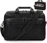 Sac pour ordinateur portable pour hommes 16 Inch Vintage sac en cuir Messenger Portable mallette Grande épaule de corps de bureau ordinateur sac attaché Case Retro College Sac Satchel pour le travail Voyages d'affaires, Brown