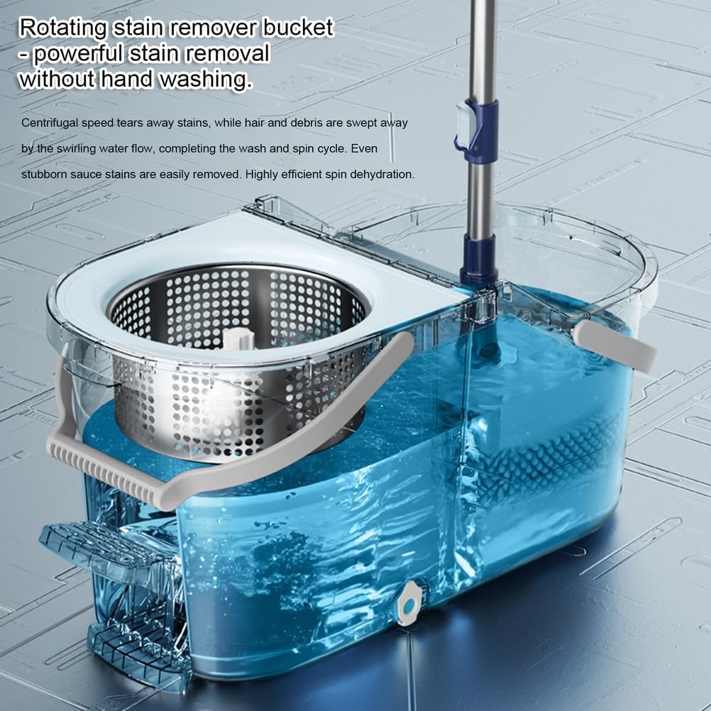 Foldable Spin Mop and Bucket Set Foot Pedal Type All-in-One Wet Dry Floor Cleaning for Lazy People Includes Reusable Microfiber Mop Pads