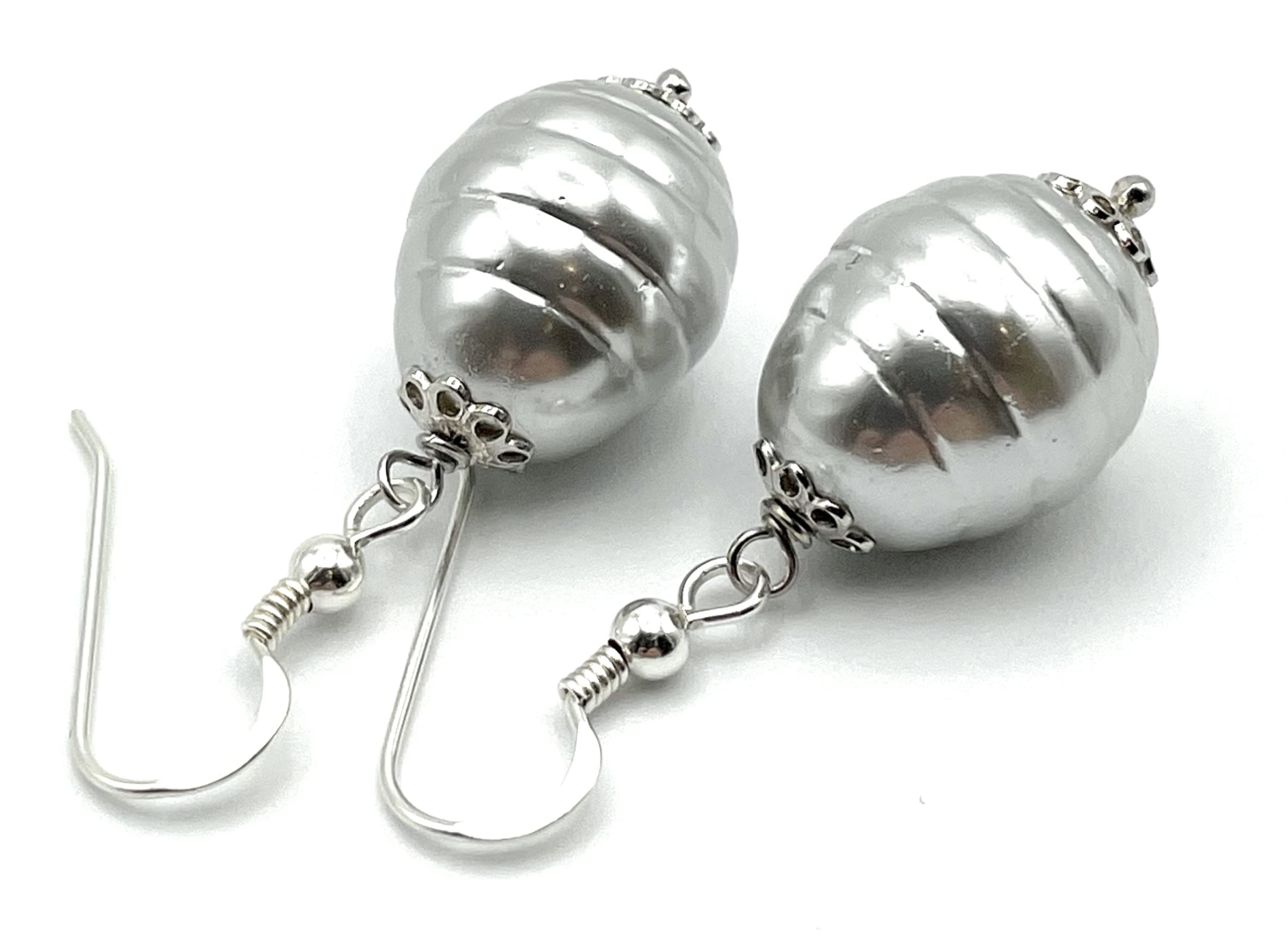 Orecchini con Perle Grigie Barocche, Argento 925, Gioielli Moderni, Bijoux Artigianali, Regalo Festa della Mamma