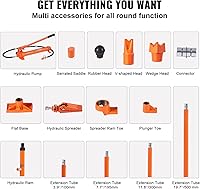 Vista 4 de VEVOR Kit de 10 toneladas de gato hidráulico Porta Power, ariete con bomba, gato de coche con manguera de aceite de 4.6 pies/1.4 m, herramienta