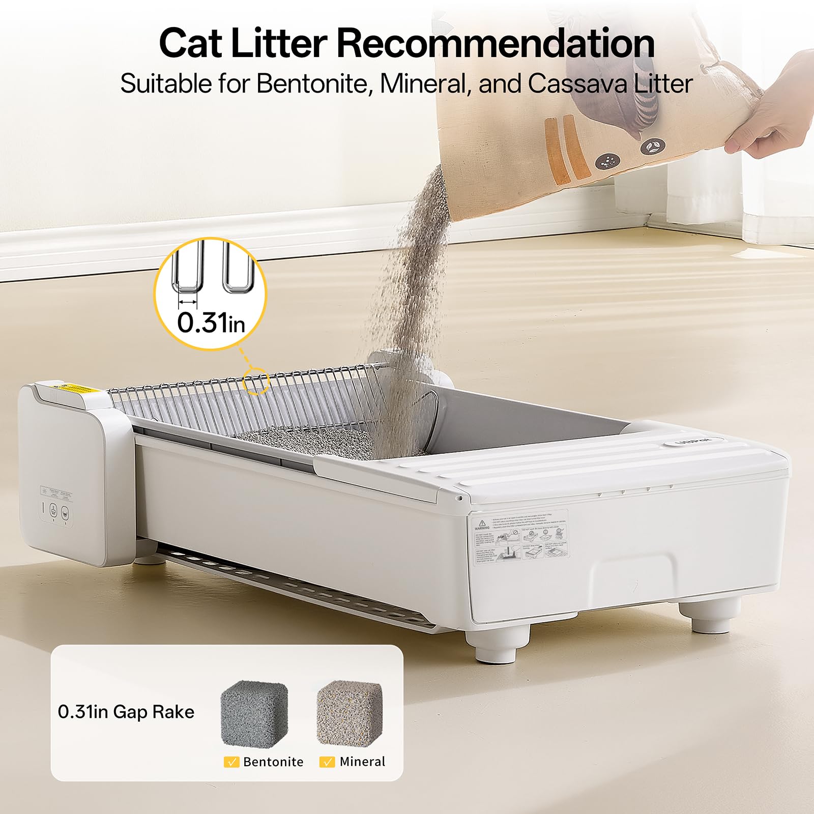 Open Top Automatic Litter Box, Self Cleaning Cat Litter Box with APP Control and Safety Sensor, Dual Rake, Odor Control, Large Capacity for Multiple Cats - image 8