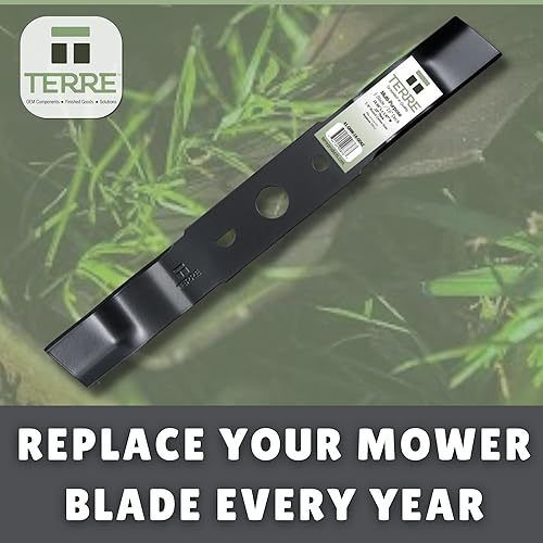 Miniatura 8 de Terre Products - Cuchilla para cortacésped estándar individual, cubierta de 16 pulgadas, compatible con Greenworks 25322, 25142, repuesto para 29512