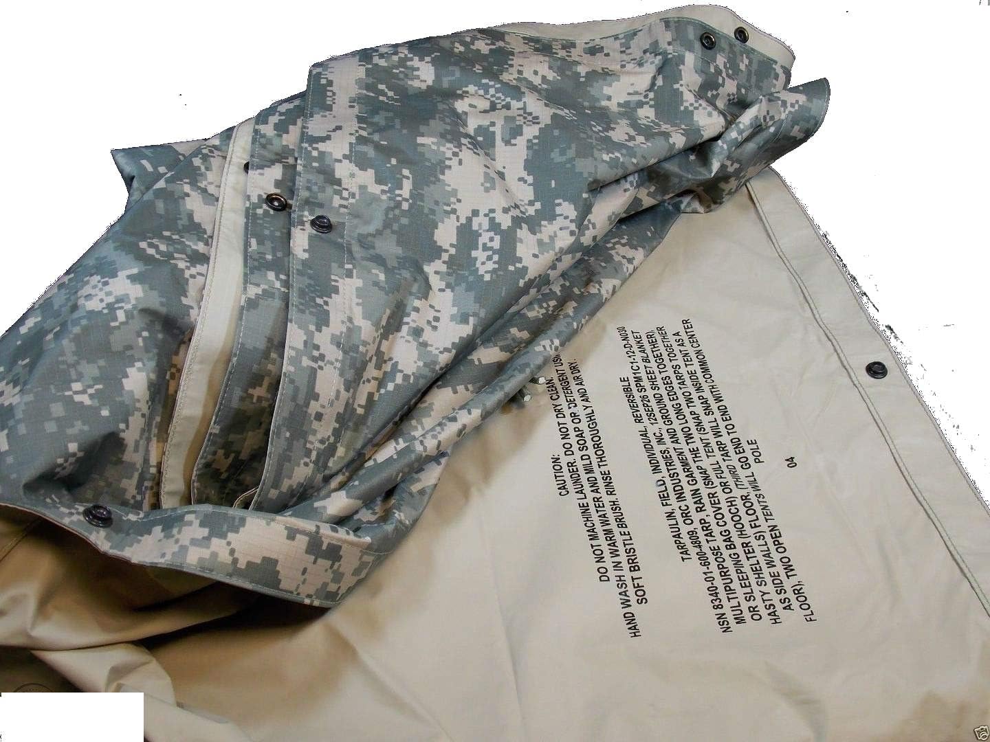 Reversible Field Tarp – Heavy-Duty Shelter Cover for Camping, Survival, and Outdoor Use – ACU – Made in The USA.