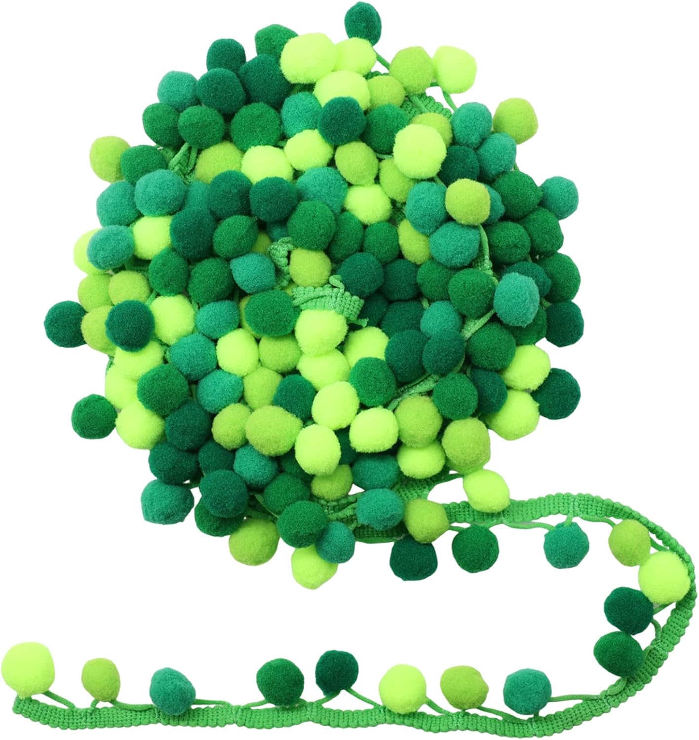 Yalulu 5 Yards mini Rainbow Pom Pom Tassel Pompom Trim Ball Fringe Ribbon DIY Sewing Accessory Lace Fabric Craft Sewing Supplies (Green)