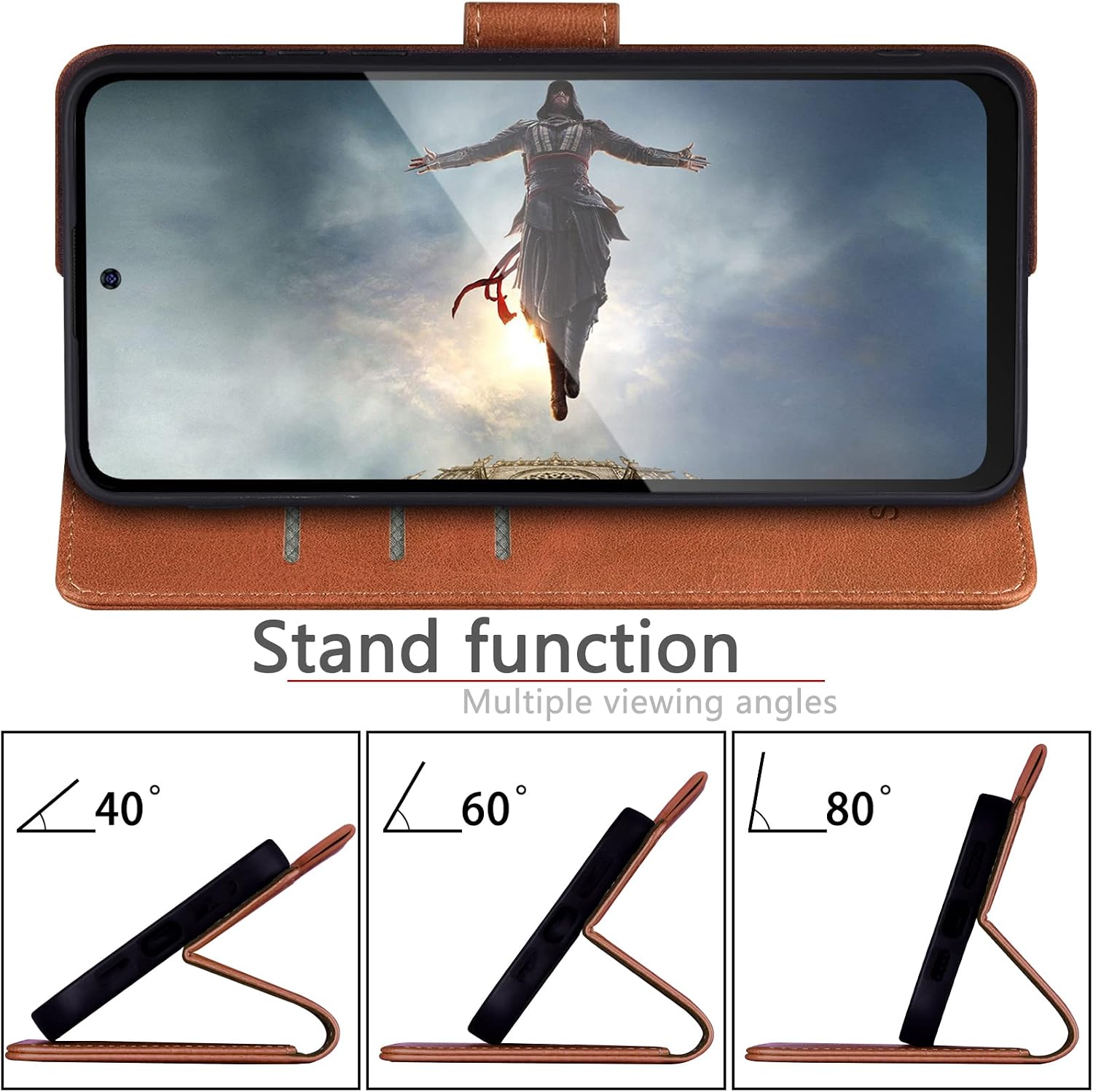 SUANPOT for Motorola Moto G 5G 2024/G Play 2024 Wallet case with RFID Blocking Credit Card Holder,Flip Book PU Leather Protective Cover Women Men for Moto G 5G 2024/G Play 2024 Phone case Light Brown