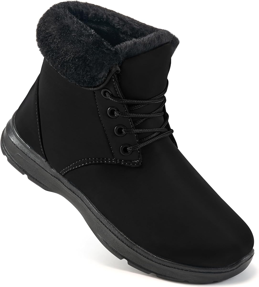 Winter Boots for Women Snow Warm Fur Lined Waterproof Ankle Booties Lace Up Non Slip Flat Comfortable Womens Shoes