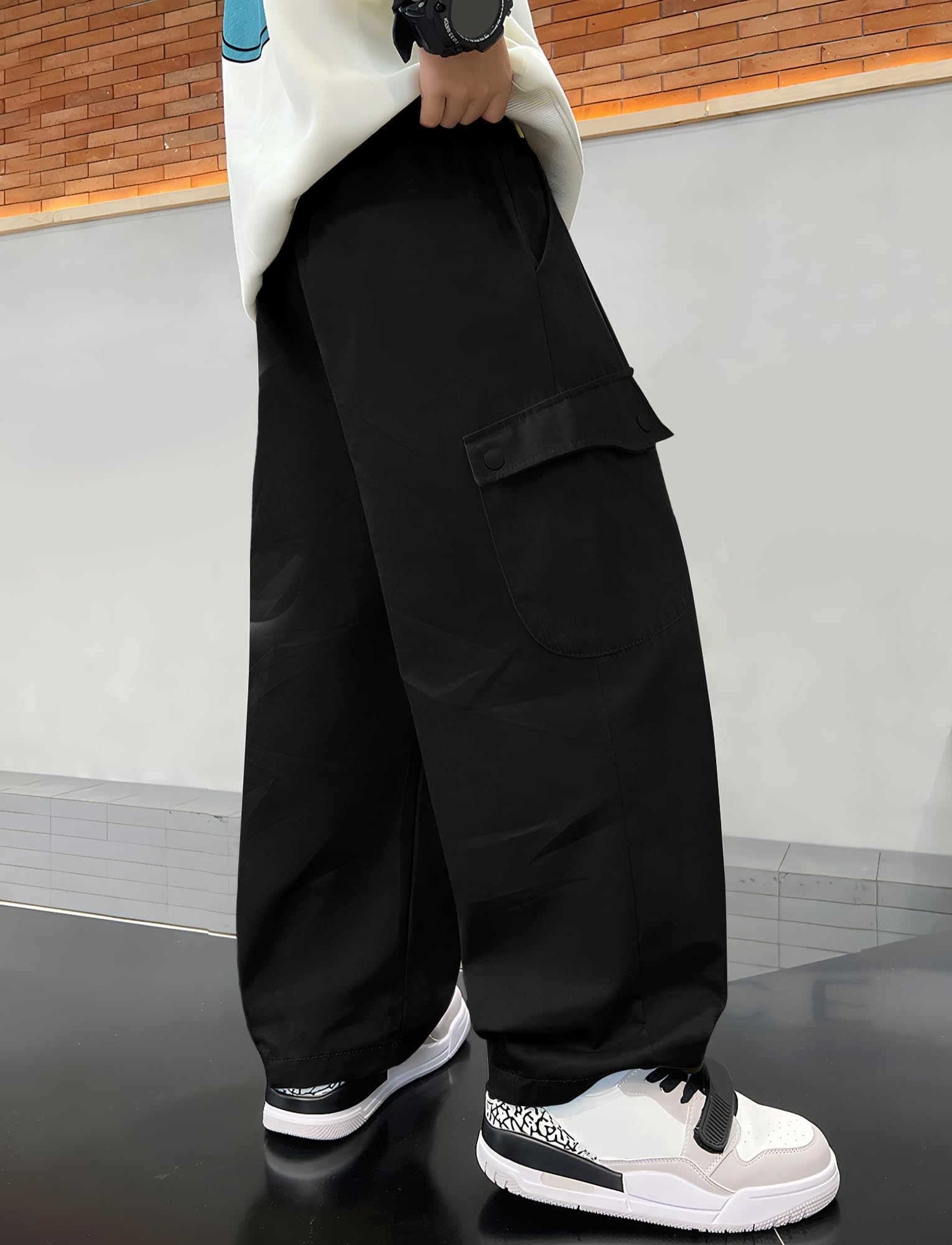 Maeau Pantaloni cargo per ragazzi Pantaloni larghi per bambini Pantaloni della tuta in cotone Pantaloni della tuta larghi Hip Hop Joggers elastico in vita
