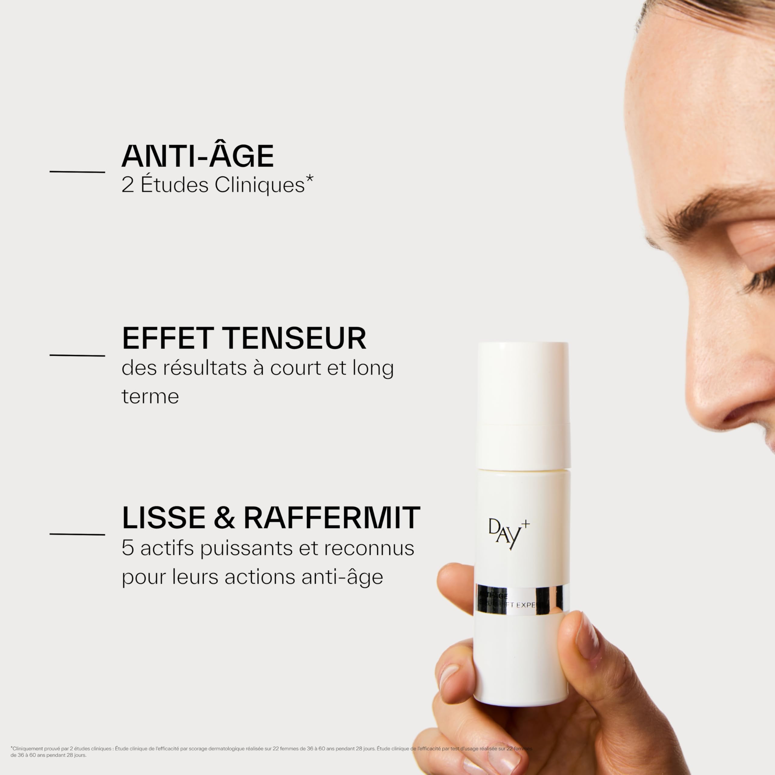 DAY+ | Serum Lift Expert | Naturalne serum przeciwstarzeniowe do twarzy | Wygładza zmarszczki, ujędrnia skórę i ożywia blask cery | 98,99% składników naturalnych | Wyprodukowano we Francji | 30 ml