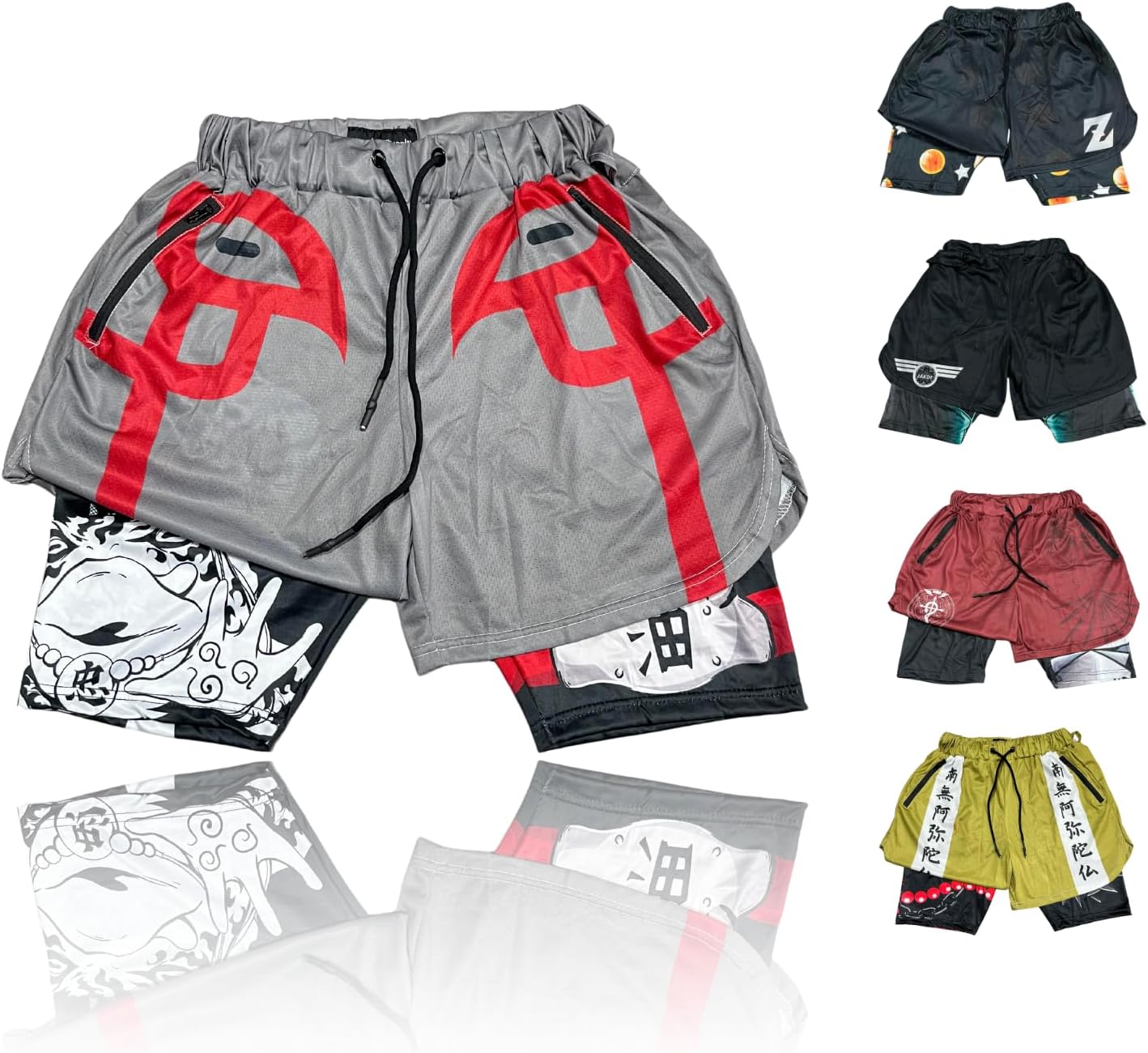 Crown Anime Shorts - Breathable Stretch Compression Gym Short with Pockets and Towel Holder