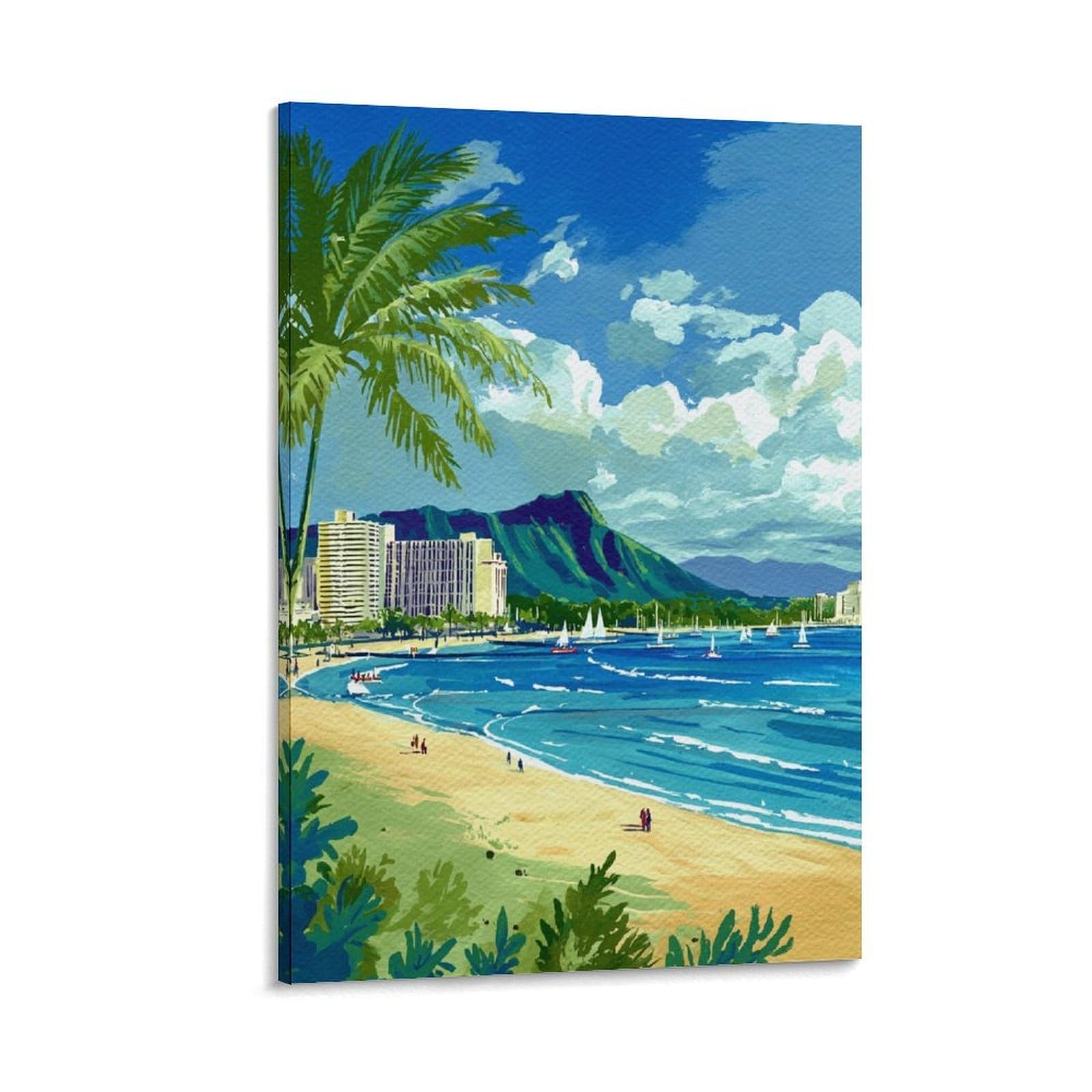 ZBBGGOZ Honolulu Poster 24x36inch(60x90cm) Vintage Watercolor Canvas Art