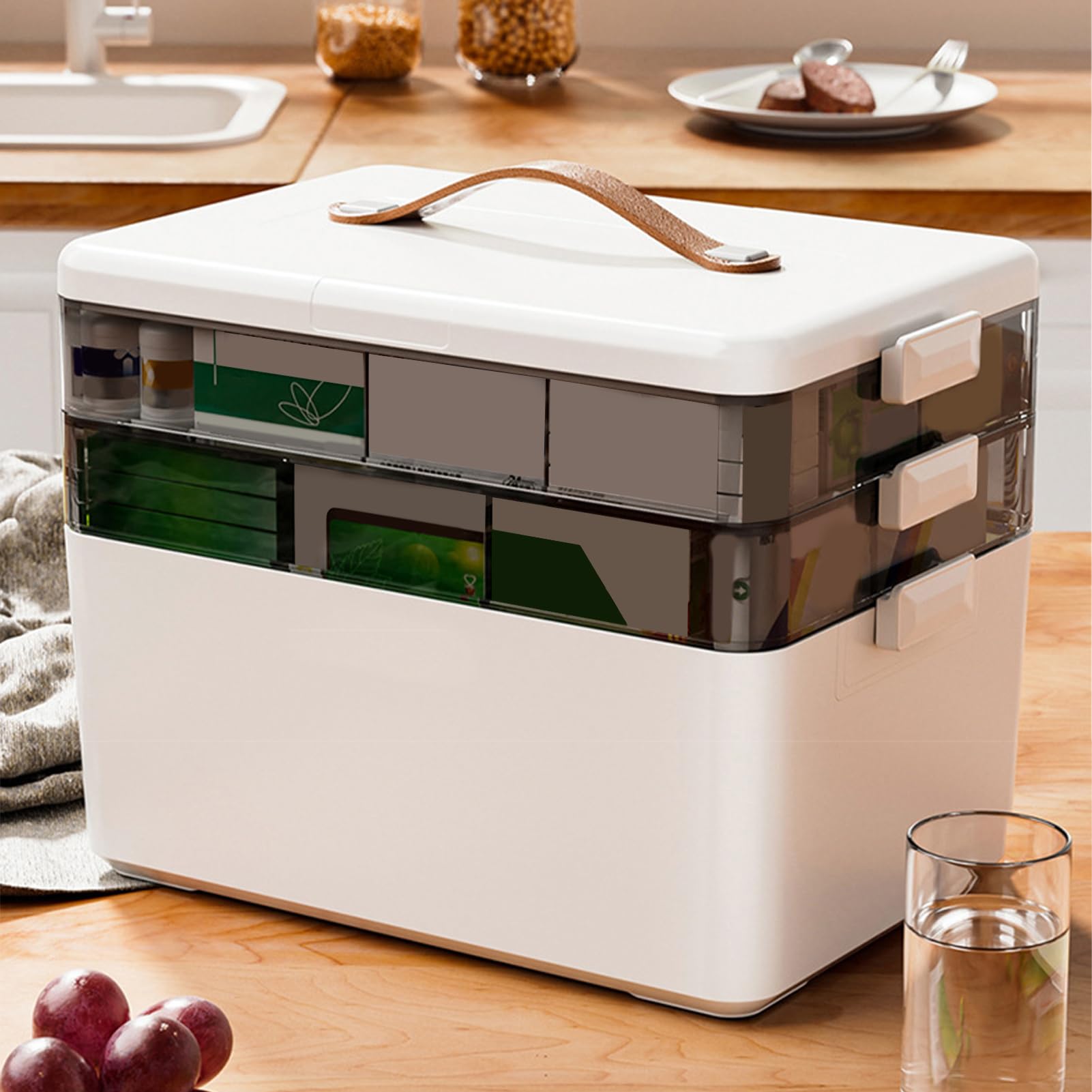 Box pillola con manico, organizzatore di pillole multistrato Organizzatore | per la famiglia, attrezzatura da viaggio leggera per il campeggio, bagno