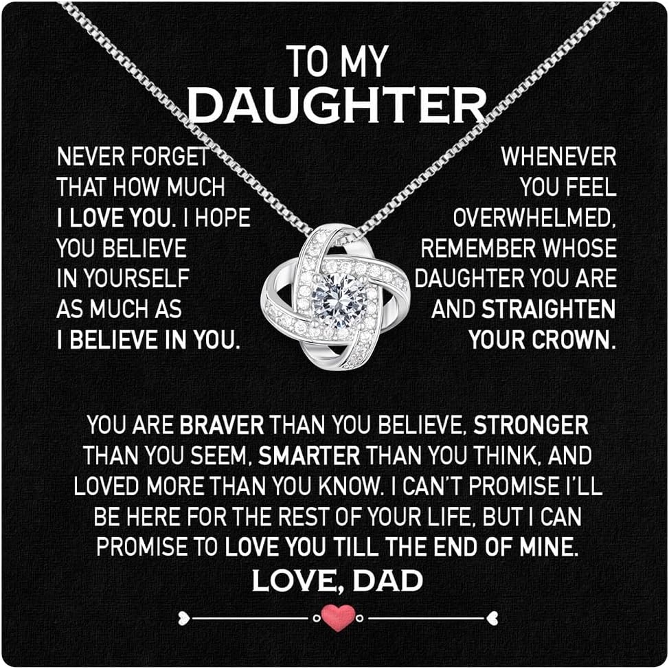 Larvincy To My Daughter Necklace From Dad With Heartfelt Message & Elegant Box, Gifts For Daughter From Father, Beautiful Jewelry Gift From Love Daddy On Graduation, Birthday, Wedding, Valentine’s Day