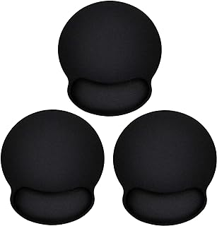Ergonomic Mouse Pad 3 Pack with Wrist Rest Support, Round Gaming Mousepad with Smooth Lycra Surface & Non-Slip Rubber Base for Computer, Laptop, Office, Comfortable Memory Foam for Wrist Cushion