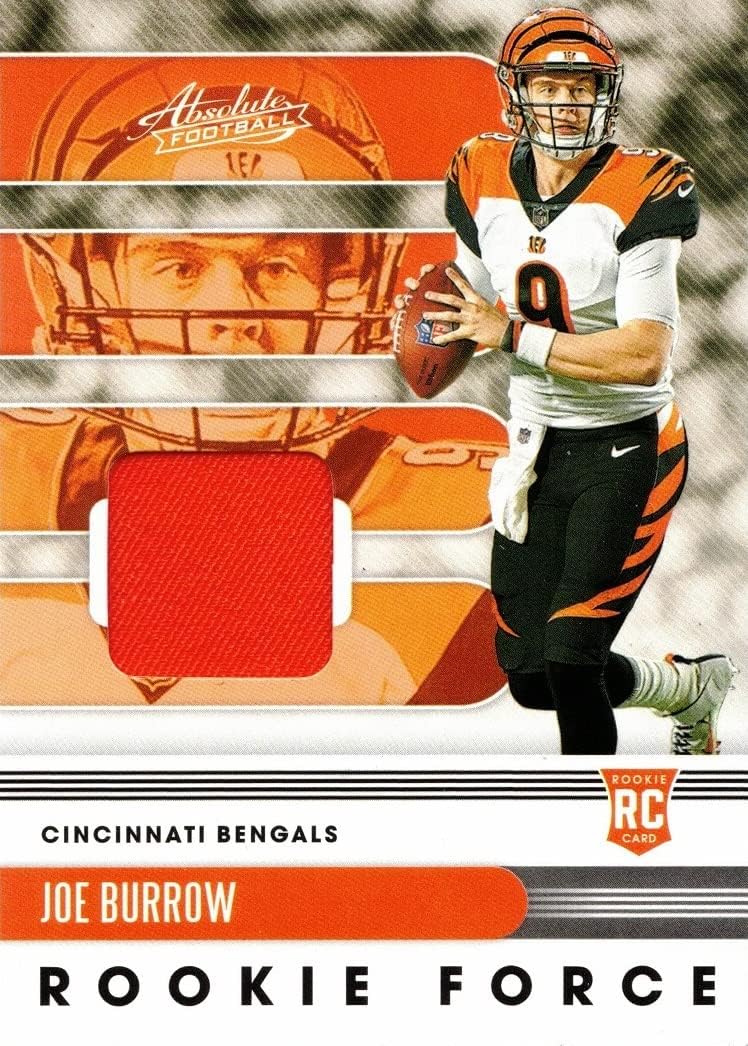 2020 Panini Absolute Rookie Force Relics Football #1 Joe Burrow Jersey Rookie Card - Orange Swatch