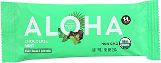 Organic Chocolate Mint Protein Bars, 14g Plant-Based Protein, USDA Certified Organic, Gluten Free & Non-GMO, 56 Gm (Pack of 12)