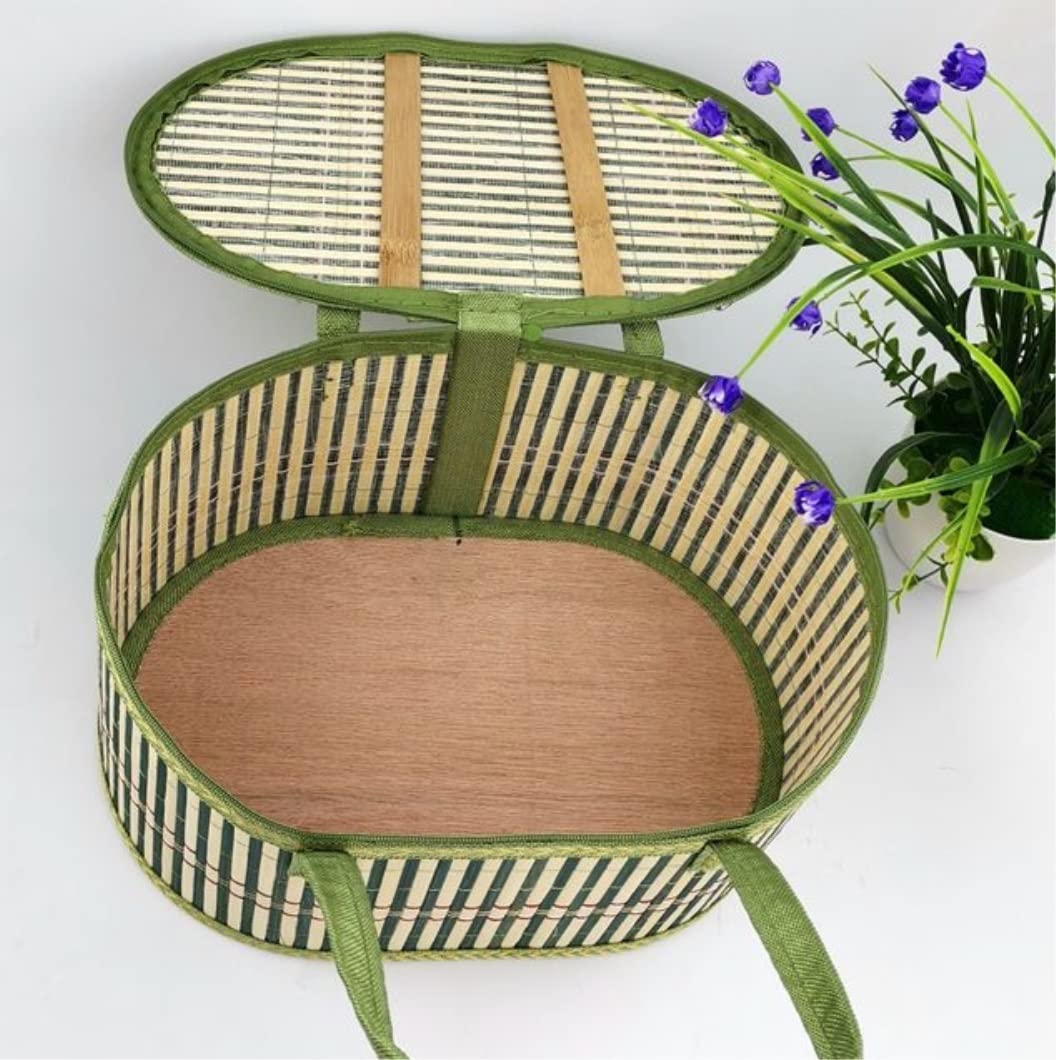 Panier De Transport pour Pique-Nique Vide Panier De Rangement Pique-Nique en Rotin Chinois Rétro Fait À La Main Vintage Tissé Classique