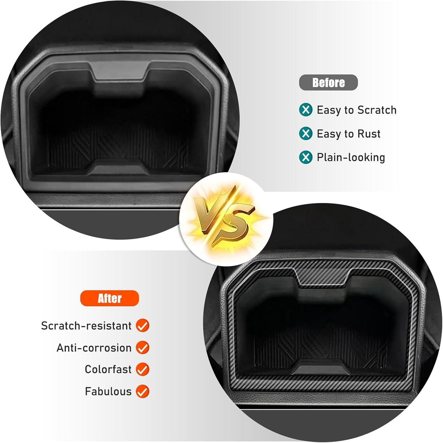 Car ABS Inner Rear Row Cup Holder Trim Panel Stickers,Compatible with Toyota Tacoma 2024+,Rear Row Cup Holder Protective Panel Stickers Accessories (Black Carbon Fiber)