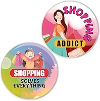 Vista 6 de Botones de pinback certificados para adictos a las compras (paquete de 10) – Regalos de calidad premium para niños, adolescentes y adultos – Regalos