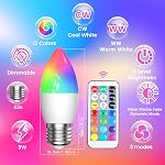 Luxvista B10 RGB LED Ampoule - E26 Changement de couleur LED Ampoule - 3W RGB+Daylight+Warm White, B10 Ampoule de bougie couleur Chandelier pour la décoration à la maison (2-Pack)