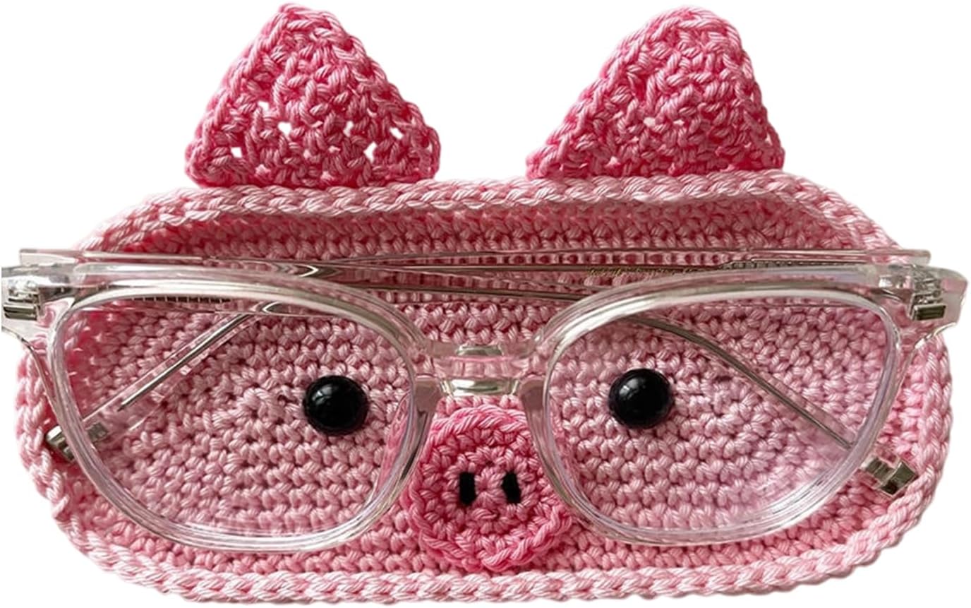 Crocheted Animal Glasses Stand with Tray Eyeglass Home Decor Gift