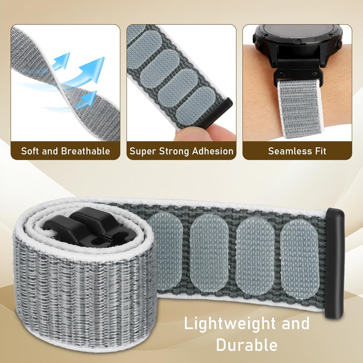 Nylon Sport Watch Band Compatible with Garmin Fenix 5/Fenix 6/Fenix 7/Fenix 8/Fenix E 47mm, 22mm Quickfit Woven Wristband Strap for Fenix 7 Pro/6 Pro/5 Plus/Approach S60/S62 - Image 3