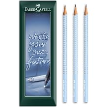 Faber-Castell Sparkle Triangular Graphite Pencil - B Grade Lead - Envelope Gift Pack of 3 Pencils - Sky Blue