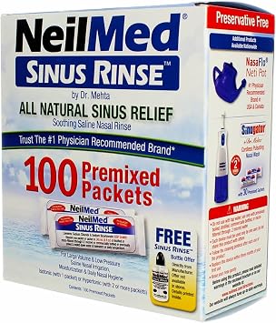 NeilMed Sinus Rinse Premixed Refill Packets 100 Each (Pack of 6)