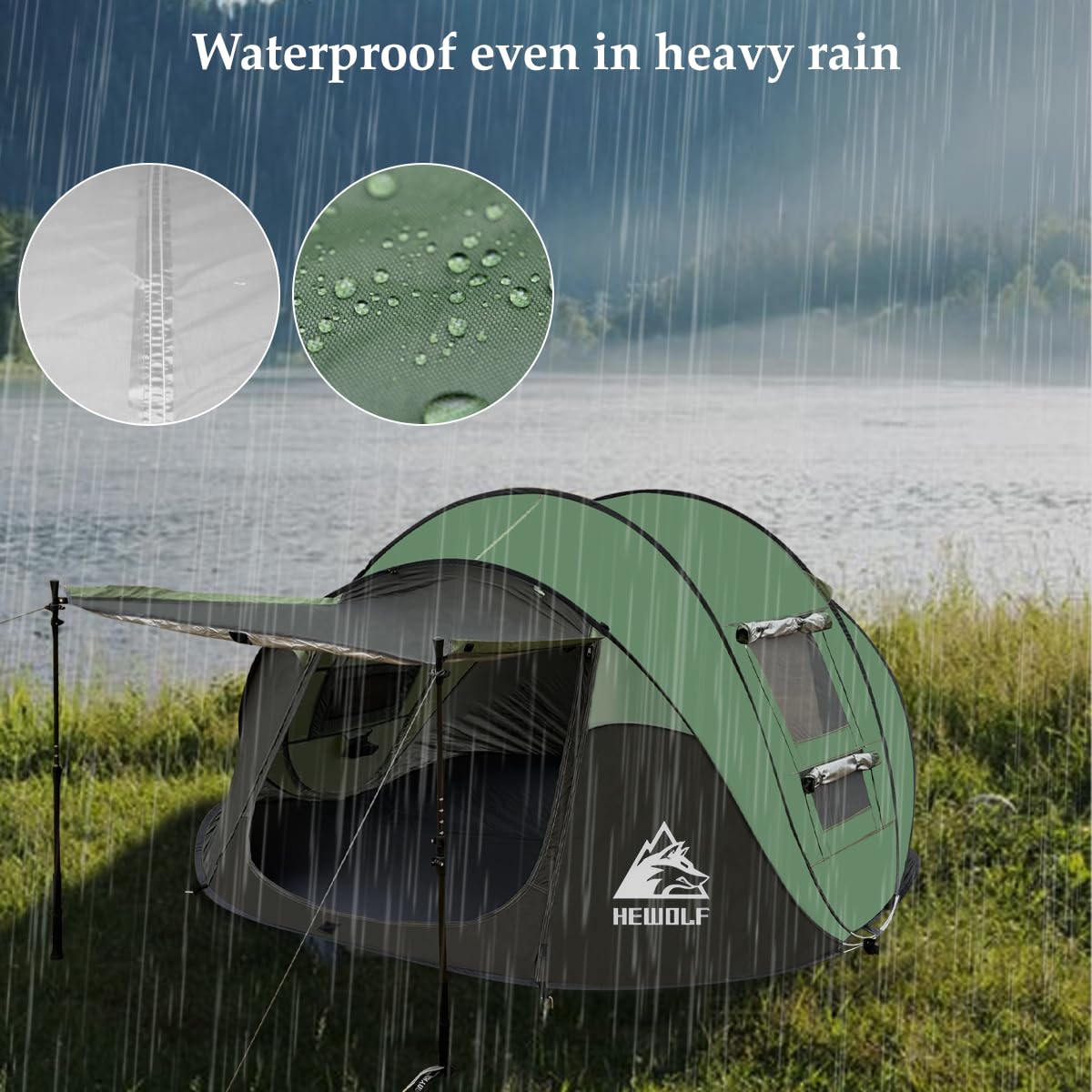 Amazon.co.jp: HEWOLF 3~4人用 ポップアップテント キャンプ用 簡単