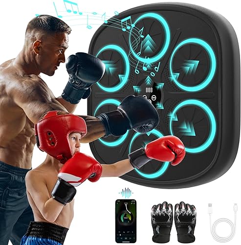 2025 Upgraded Music Boxing Machine for Adults and Kids, Large Size Wall Mounted Boxing Training Equipment with Gloves, Punching Bag for Home,