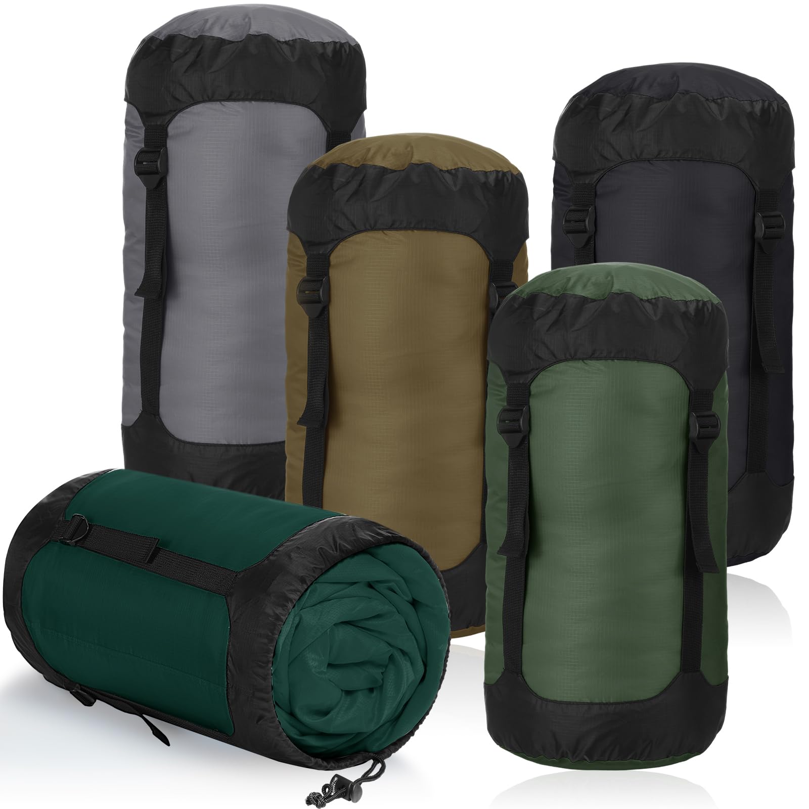 5 Piezas Bolsas de Compresión para Mochileros 20L Sacos de Compresión para Saco de Dormir Bolsa de Almacenamiento Impermeable para Camping Senderismo Viajes Exteriores