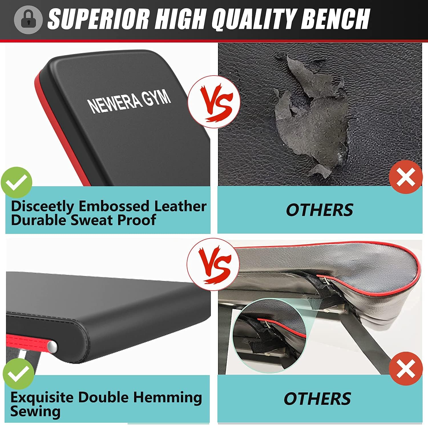 NEWERA GYM Weight Bench Adjustable Strength Training Benches for Full Body Workout Multi-Purpose Foldable Incline Decline Home Gym Bench : Sports & Outdoors