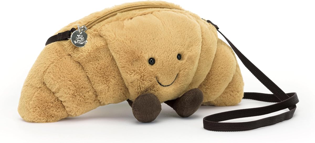 Jellycat Amuseables Croissant Plush Bag, 10.5 inches - Crossbody & Shoulder Purse - Fun & Unique Handbag