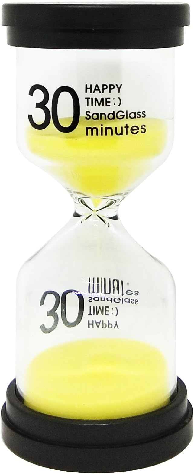 Cute Kids 30 Minute Plastic Glass Sandglass Timer for Homework Study(Yellow)