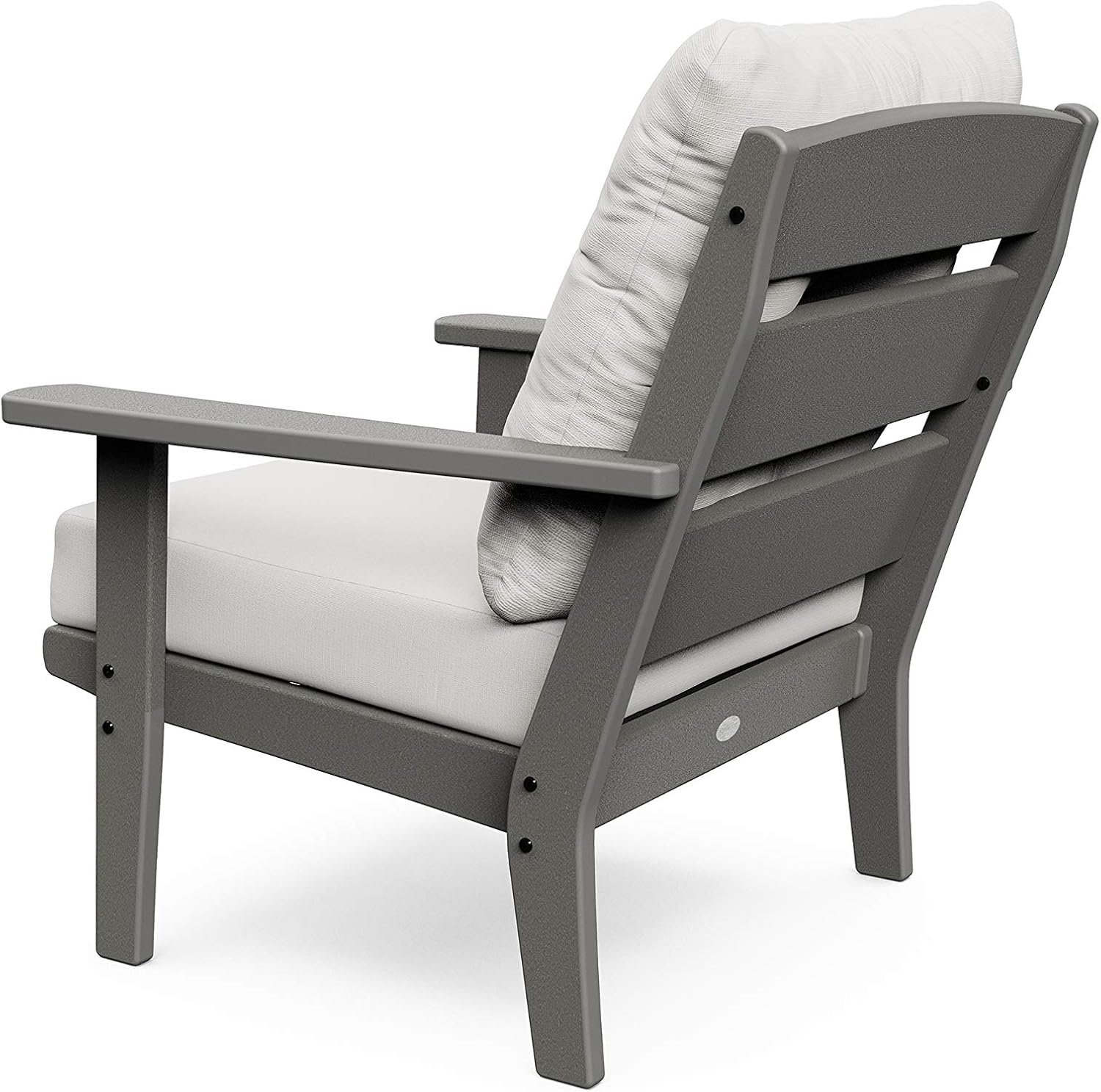 POLYWOOD Lakeside Deep Seating Chair, Mahogany/Spiced Burlap - Oversized Outdoor Patio Furniture - HDPE Resin Composite Adirondack Style Lounge Chair for Deck, Dock, Garden & Backyard