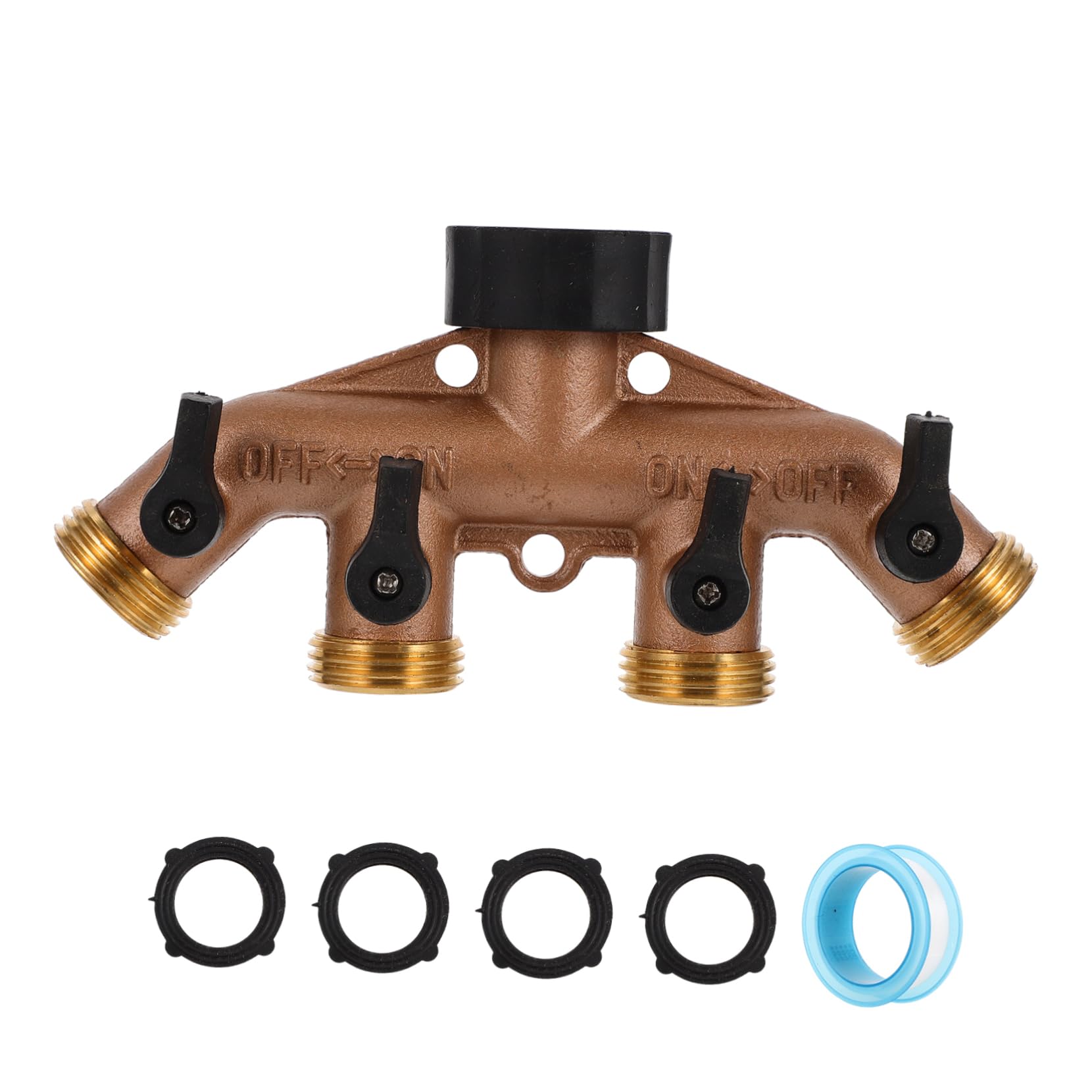 YARNOW Connettore per Tubo da Giardino in Ottone A 4 Uscite Adattatore per Rubinetto Collettore Divisore per Tubo Flessibile per Cortile