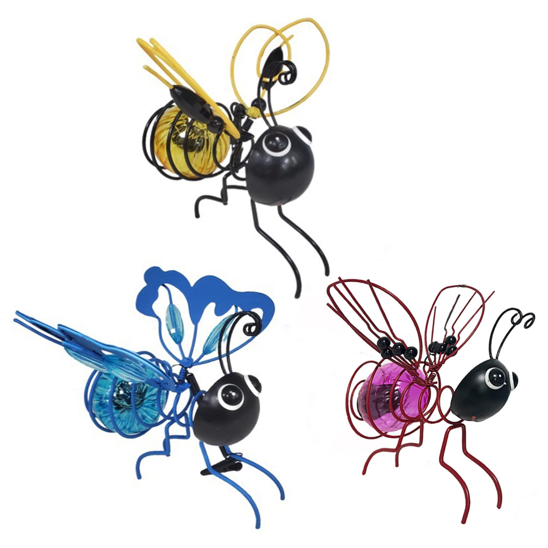 Faticenic Solar Bee Lights, 3pcs Hanging Solar Lights for Outside, Metal Fairy Outdoor Hanging Decor for Patio Yard Balcony Fence Porch, Bee, Outdoor