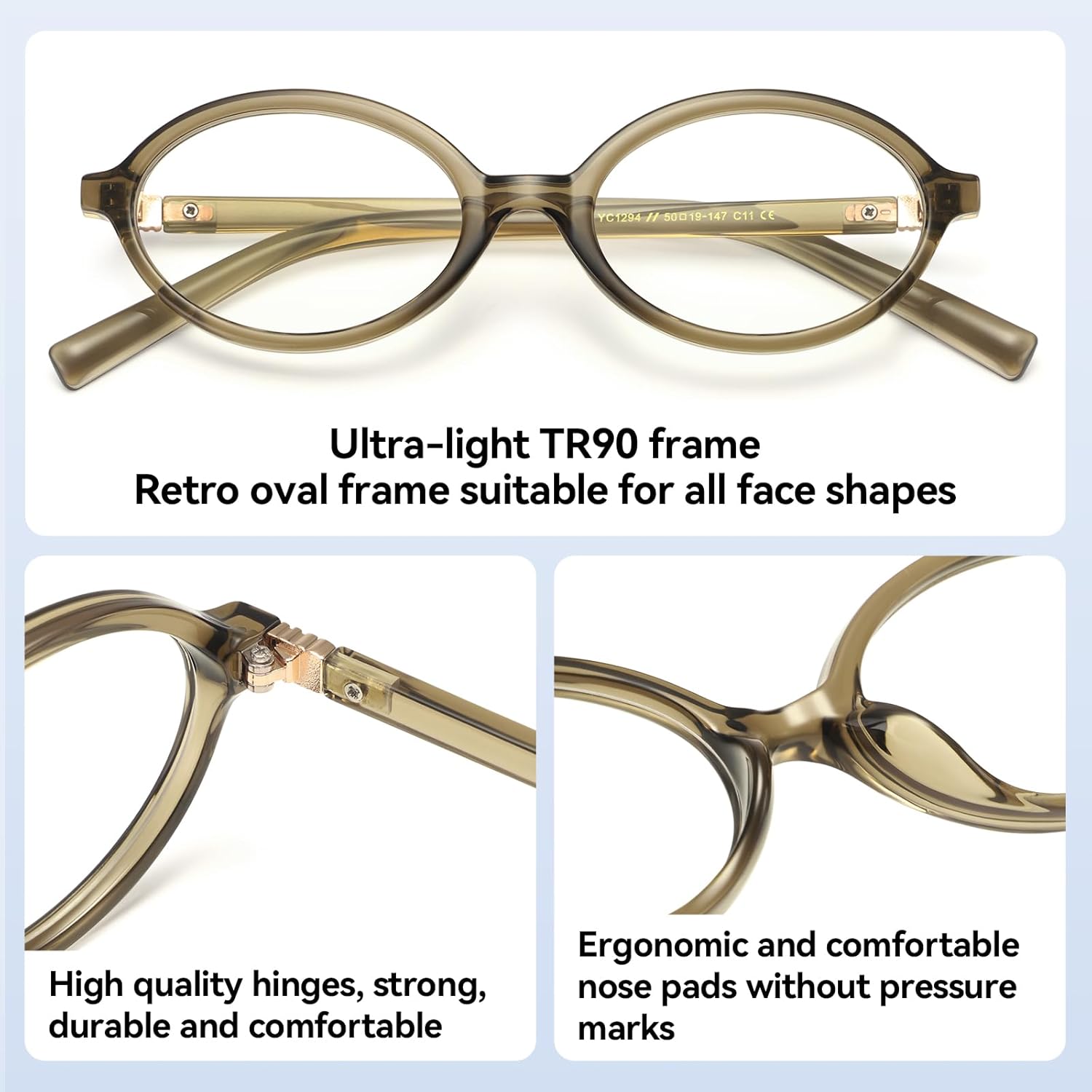 Dollger Oval Blue Light Glasses for Women Men Fashion Retro 90s Small Frame Computer Glasses - Image 4